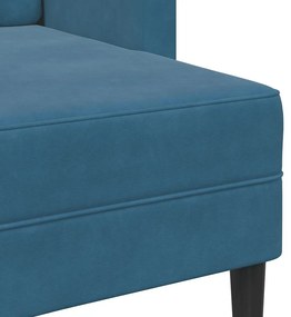 kék bársony 2 üléses kanapé L-alakú kanapéval 125 cm