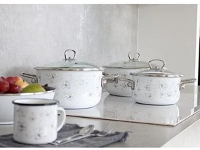 Belis Smaltált serpenyő fedéllel Premium, fehér,20 cm, 2,3 l, 2,3 l