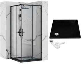 Rea Punto, zuhanykabin 90x90cm + fekete Savoy zuhanytálca, KPL-K1015