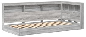 Könyvespolc ágy Szürke Sonoma 90x200 cm Feldolgozott fa