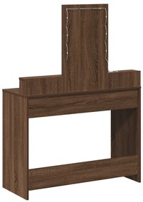 LED-es sminktükör Barna tölgy 100x41x140 cm