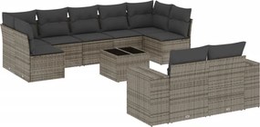 vidaXL 10 részes szürke polyrattan kerti ülőgarnitúra párnákkal
