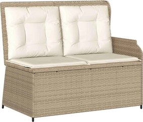 vidaXL bézs polyrattan dönthető kerti pad párnával