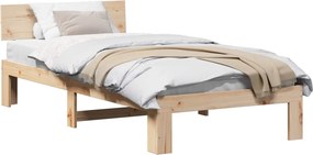 vidaXL Ágykeret fejtámlával Természetes 75 x 190 cm Tömör fenyőfa