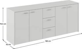 Kombinált komód, fehér, HUGOS 180