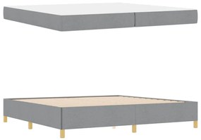 Boxrugós ágy Világosszürke és Fehér 200 x 200 cm szövet