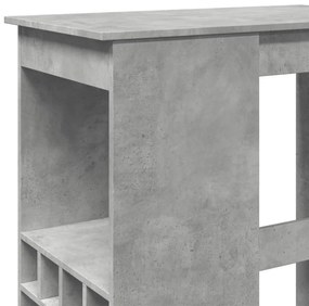 betonszürke szerelt fa bárasztal tárolókkal 90x47,5x103,5 cm