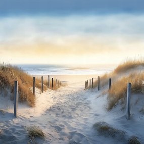 Vászonkép Canvas Balti-tenger Dűnék Tengerpart Naplemente 80 x 80