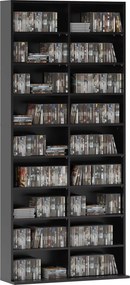 HOMCOM 18 Polcos Modern CD Könyvespolc 640 CD-nek, Forgácslap CD Tároló Szekrény, 78.5x24x175 cm, Fekete | Aosom