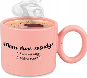 Bögre XXL Rózsaszín Feleségnek Ajándék Évforduló Két Szabályom van: Feleségnek Igaza van