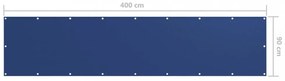 kék oxford-szövet erkélyparaván 90 x 400 cm