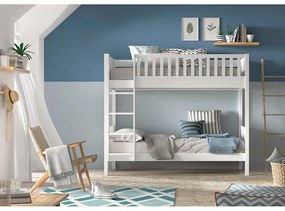 Fehér emeletes borovi fenyő gyerekágy tárolóhellyel 90x200 cm SCOTT – Vipack