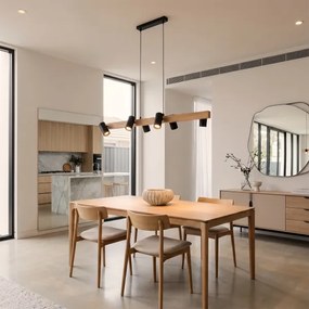 Brilagi - LED RGBW fényerőszabályozható kábelre függesztett csillár SELE 6xGU10/6,5W/230V fekete/tölgy