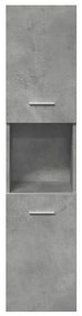 betonszürke szerelt fa függő fürdőszobaszekrény 30x30x130 cm