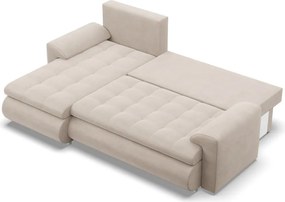 Tokio sarokkanapé, 2 ágyneműtartóval, bársony, baloldali, bézs