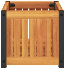 tömör akácfa és acél kerti virágtartó 45 x 30 x 27,5 cm