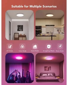 Govee - RGBICWW LED dimmelhető mennyezeti lámpa, 29 W/230 V, átm. 30 cm, matt, Wi‑Fi