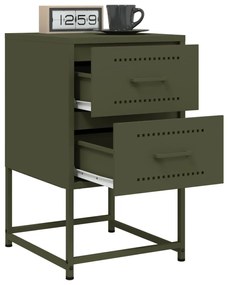 2 db olívazöld acél éjjeliszekrény 36x39x60,5 cm