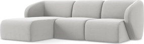 Világosszürke bársony sarokkanapé (bal oldali-heverő résszel) Lani – Makamii