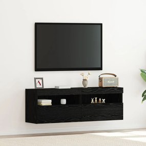 TV faliszekrény LED világítással 2 db Fekete tölgy 60x30x40 cm