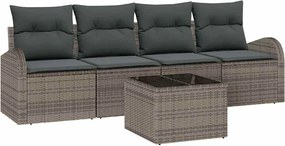 vidaXL Kerti Kanapé Szett Szürke 55 x 55 x 37 cm polirattan