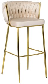 Bárszék FLORES  krémszínű bársony/ arany lábak