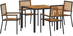 vidaXL Kert étkező szett 5 pcs Fekete és Barna polirattan