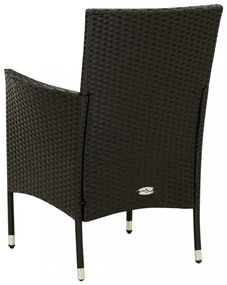 4 db fekete polyrattan kerti szék párnával