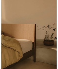 Sötétbarna diófa franciaágy ágyráccsal 180x200 cm Elan – Kave Home