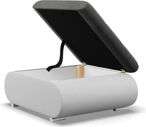 Tokio puff, bársony + műbőr, szürke - fehér