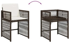 4 db barna polyrattan kerti szék párnával