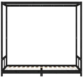 fekete tömör fenyőfa gyerekágykeret 80 x 200 cm