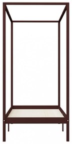 sötétbarna tömör fenyőfa baldachinos ágykeret 100 x 200 cm