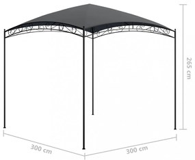 antracitszürke pavilon 3 x 3 x 2,65 m 180 g/m²