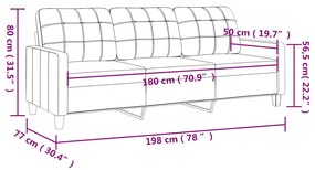 3 személyes bordó műbőr kanapé 180 cm