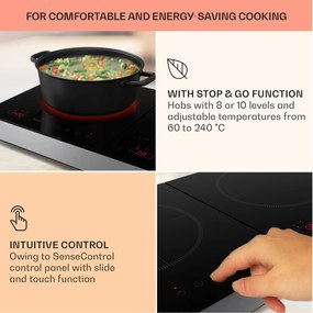 Klarstein Cookio, dupla indukciós főzőlap, 3500 W, időzítő, üvegkerámia