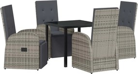 vidaXL Kert étkező szett párnával 5 pcs Szürke polirattan