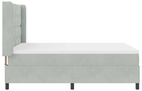 Boxspring Ágy Matrac + LED Fény Szürke 140x190 cm Bársony
