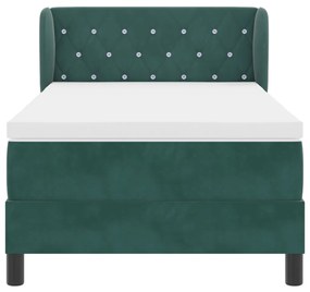 Boxspring Ágy Matrac Nélkül - Sötét Zöld - 90x190 cm - Bársony