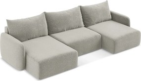 Világosszürke kinyitható-tárolóhelyes sarokkanapé Kalena – Makamii