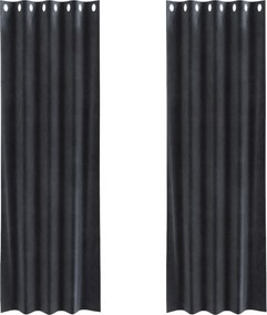 vidaXL Sötétítő függönyök 2 pcs Sötétszürke 140 x 245 cm Bársony