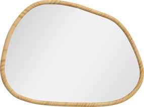 HOMCOM Aszimmetrikus Fali Tükör, 70 x 50 cm Fürdőszobai Tükör Fa Keretben, Dekoratív Tükör Fürdőszobához, Nappaliba, Előszobába és Hálószobába, Termés