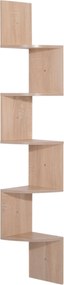 HOMCOM Zigzag Sarokpolc Tároló 20L x 20W x 126H cm 5 Szint Világos Tölgyfa | Aosom