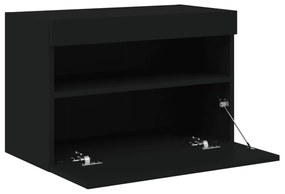 fekete fali TV-szekrény LED-világítással 60x30x40 cm