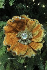 Réz színű bársony magnólia csipeszen 14cm