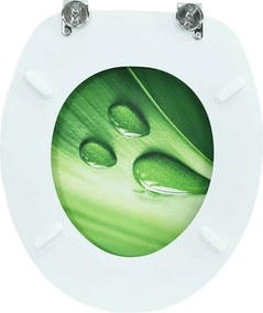 Zöld vízcseppmintás MDF WC-ülőke fedéllel