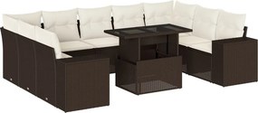 vidaXL 10 részes barna polyrattan kerti ülőgarnitúra párnákkal