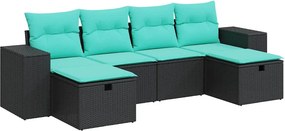 vidaXL 6 részes fekete polyrattan kerti ülőgarnitúra párnákkal