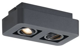 Lekerekített felületre szerelhető spotlámpa fekete 2-lámpás forgatható és dönthető - Dox