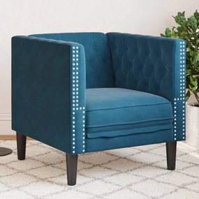 kék bársony Chesterfield kanapéfotel